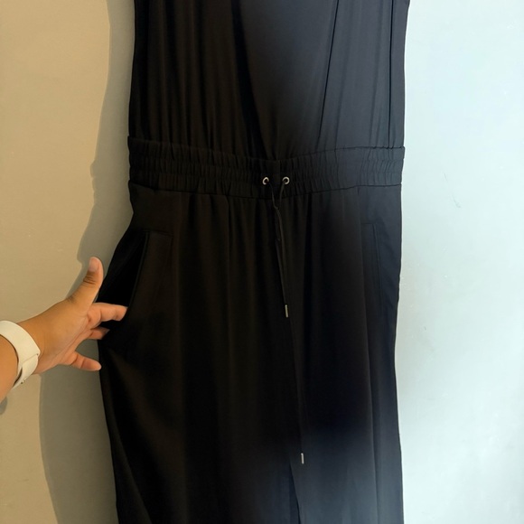 Helmut Lang Black Sleeveless Drawstring Waistband Midi Dress - Picture 3 of 10